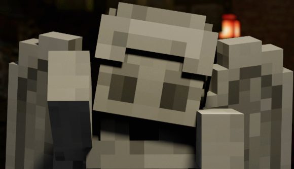 A close up of a weeping angel from one of the best Minecraft mods on PC.