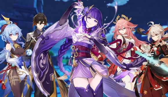 Genshin Impact tier list: a group of characters posing for a group photo.