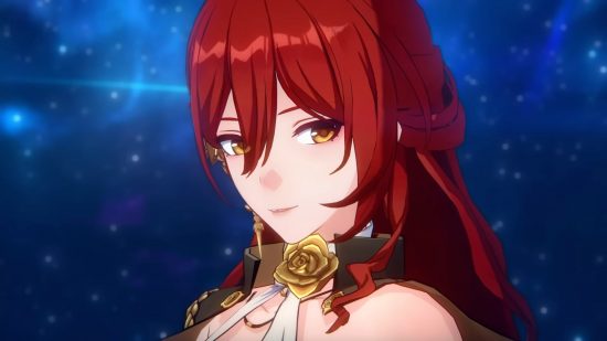 Honkai Star Rail codes: red-haired Honkai Star Rail character Himeko smiling.